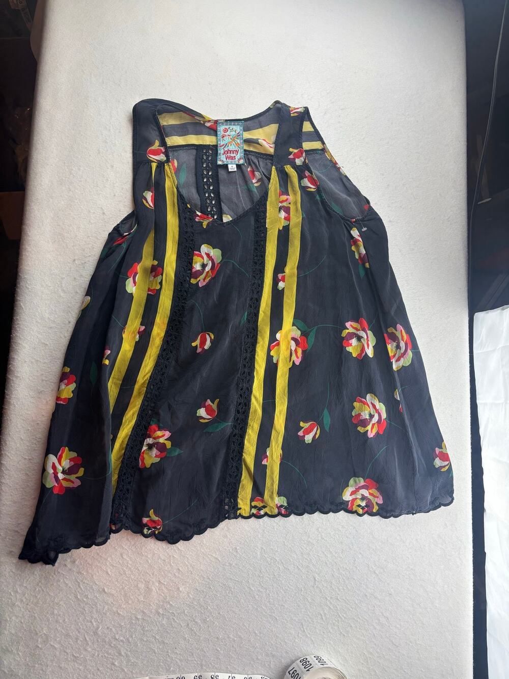 Johnny Was Floral Multicolor Sleeveless Blouse Size Medium
